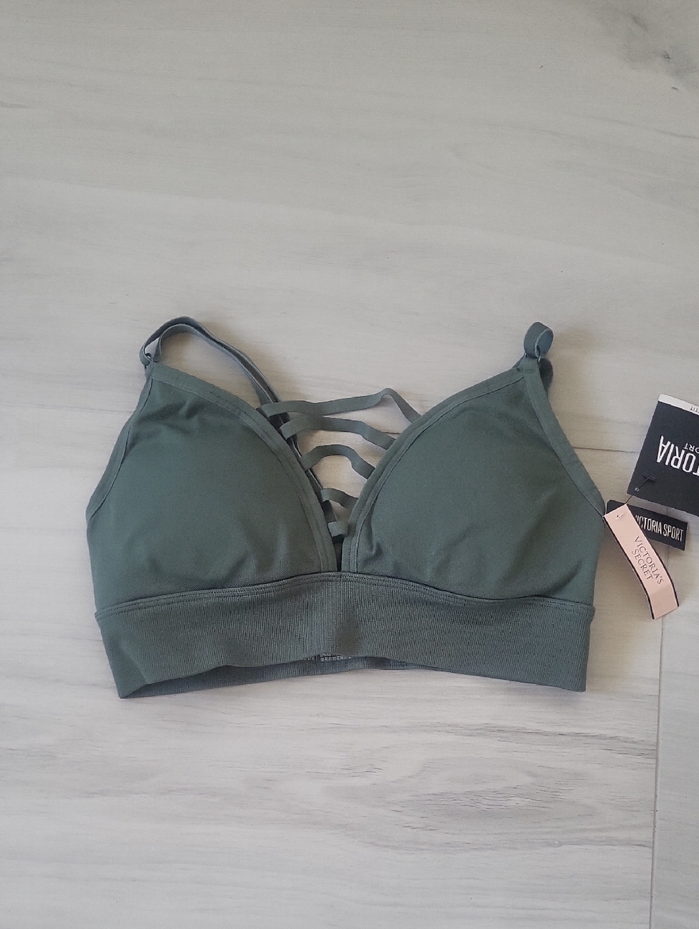 Victoria Sport Olive Green Strappy Light-Support Sports Bralette